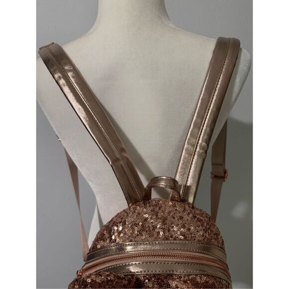 Disney Parks loungefly Minnie mouse sequined Rose gold  backbag - Picture 5 of 12